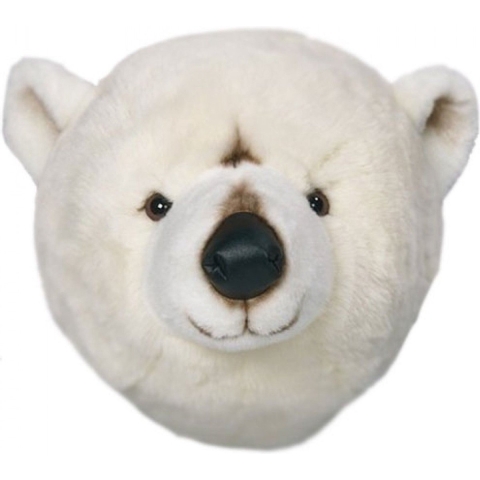 Pluche ijsbeer dierenhoofd knuffel 30 cm muurdecoratie -