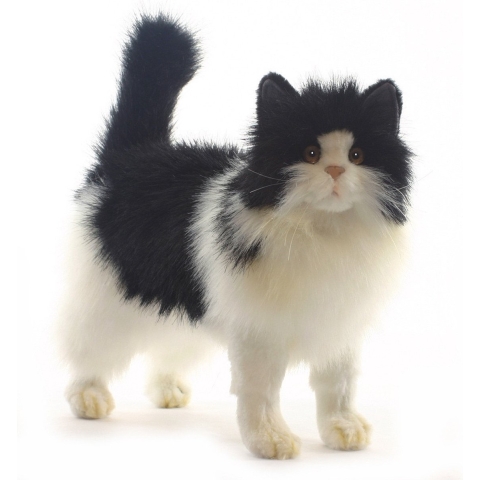 Hansa pluche Perzische kat zwart/wit 40 cm -