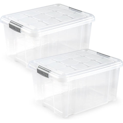 5x Opslagbakken/organizers met deksel 25 liter 42 cm transparant -