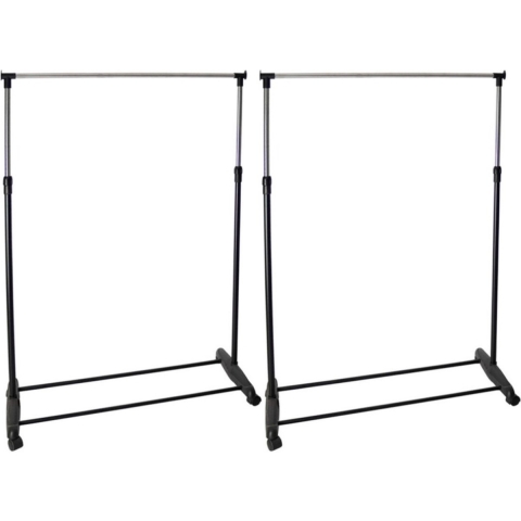 3x Stuks mobiel kledingrek enkele stang 90-160 cm -