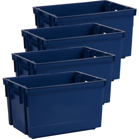 Opbergbox/opbergkrat 20 L - 8x - blauw - kunststof - 39 x 29 x 23 cm - stapelbaar/nestbaar -