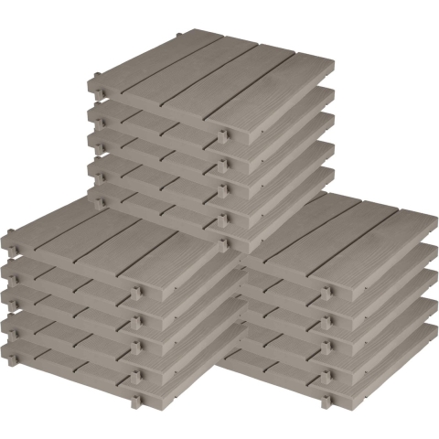 Tuintegel/terrastegel - 15x - taupe - kunststof - weerbestendig - 38 x 38 cm - vlonder vloertegels -