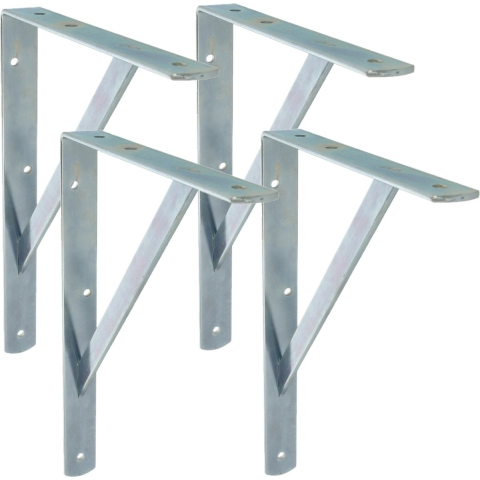 AMIG Plankdrager/planksteun van metaal - 4x - gelakt zilver - H600 x B375 mm - Tot 150 kg -