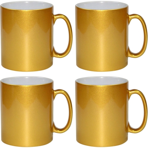 10x stuks Gouden drinkmokken onbedrukt 330 ml -