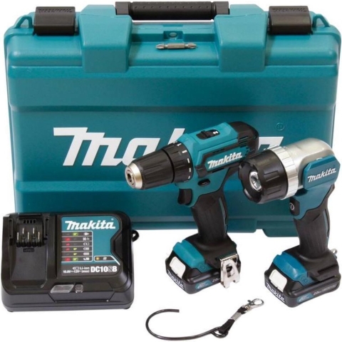 Makita DF333DSAL1 DF333DSAL1 Accu-schroefboormachine 12 V 2 Ah Li-ion Incl. 2 accus, Incl. lader, Incl. koffer