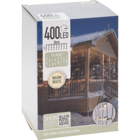 Ijspegelverlichting lichtsnoer - 400 led lampjes - warm wit - 300 cm - flash effect -