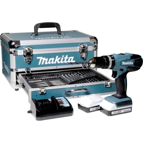 Makita HP488D009 Accu-klopboor/schroefmachine 2 snelheden Incl. 2 accus, Incl. lader, Incl. koffer, Incl. accessoires
