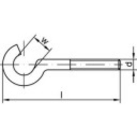 TOOLCRAFT 159621 Gebogen schroefhaken 60 mm Galvanisch verzinkt staal M6 100 stuk(s)