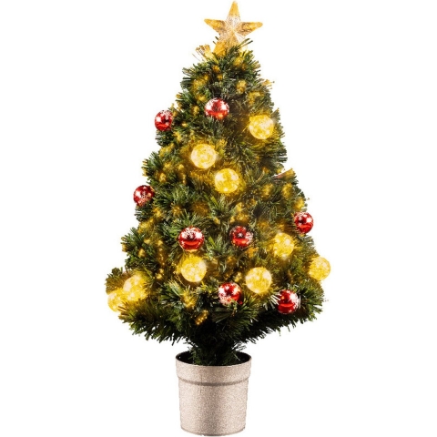 Kerstboom/kunst kerstboom met warm witte verlichting 90 cm -