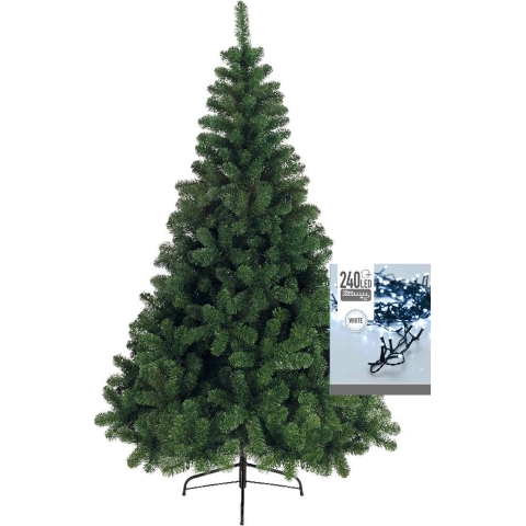 Kerstboom 180 cm incl. kerstverlichting lichtsnoer helder wit -