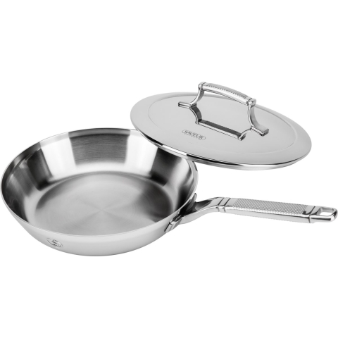 Saveur Selects Koekenpan met deksel Voyage - Tri-Ply RVS - ø 25 cm - zonder anti-aanbaklaag