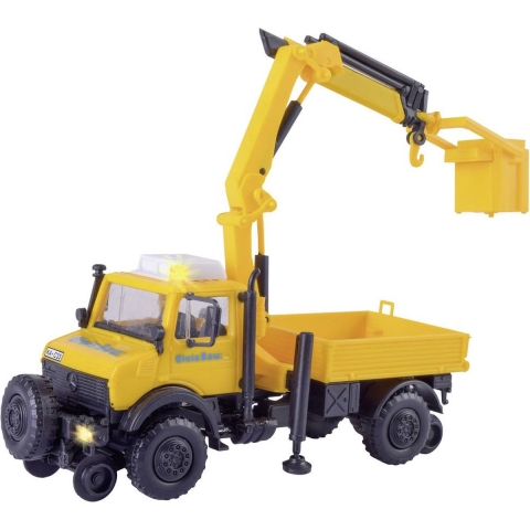 Kibri 14991 H0 Vrachtwagen Mercedes Benz Unimog voor spoorwegbouw met kraan/hoogwerker