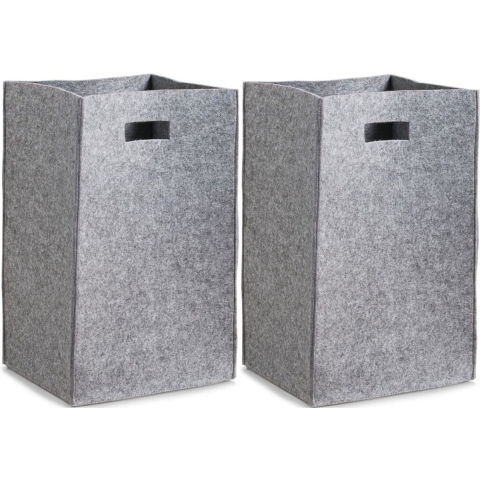 2x Open grijze wasmanden van stof 35 x 55 cm -