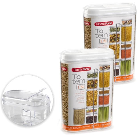 10x stuks strooier/voorraadbussen transparant kunststof wit 1,5 liter -