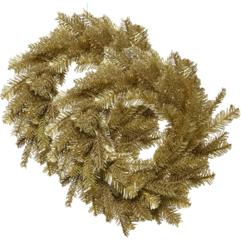 2x stuks kerstkransen/dennenkransen goud glitter 50 cm -