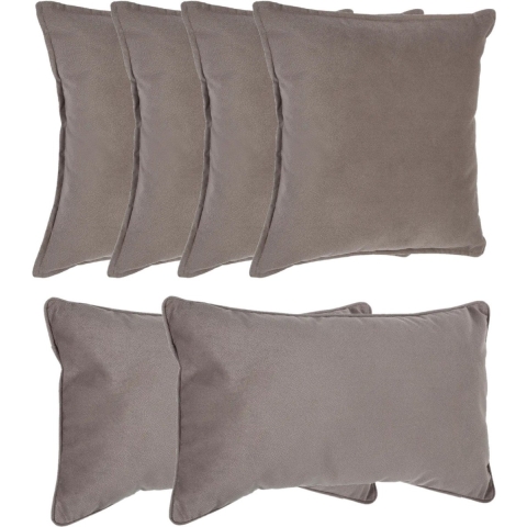 Bank/sierkussens huiskamer Sophia - set 6x stuks - Taupe/beige - polyester - met rits - 2 formaten -