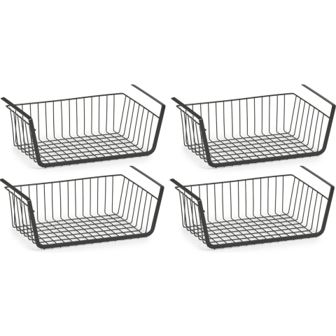 6x Zwarte opberg/opruim hangmandjes 41 cm -