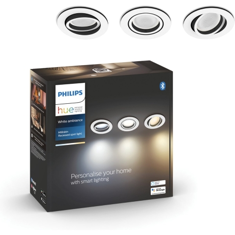 Philips Milliskin Hue Recessed R set van 3 stuks inbouw spots GU10