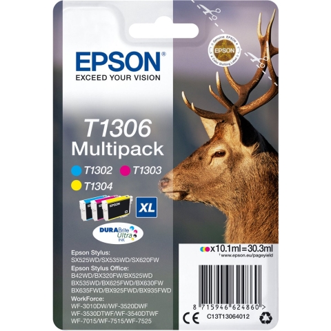 Epson Inktcartridge T1306 Origineel Combipack Cyaan, Magenta, Geel C13T13064012