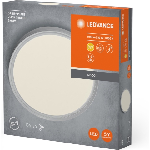 LEDVANCE 4058075472853 Orbis LED-plafondlamp met bewegingsmelder LED 32 W Wit, Zilver