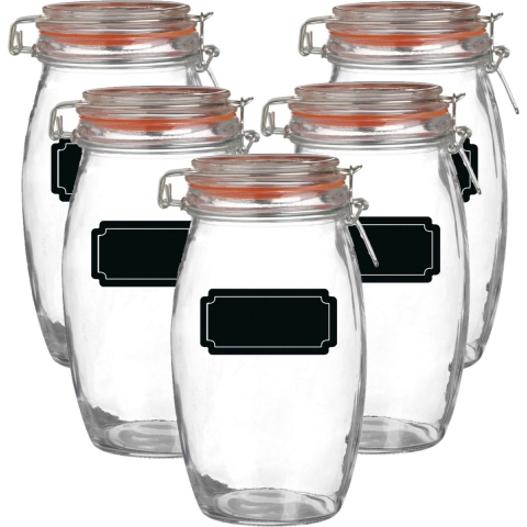 Weckpot/inmaakpot - 10x - 1.3L - glas - met beugelsluiting - incl. etiketten -