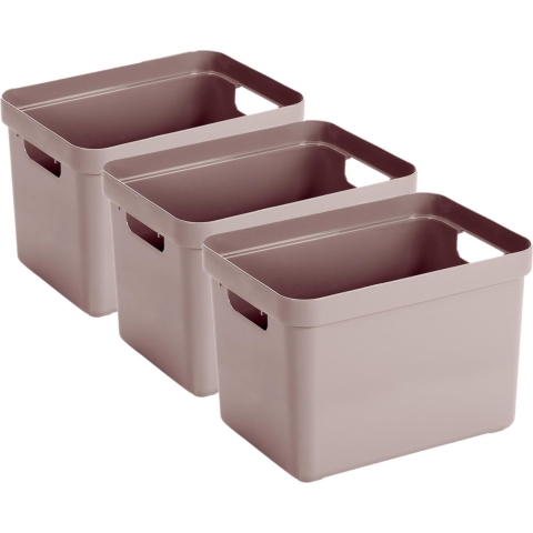 6x stuks roze opbergboxen/opbergmanden 18 liter kunststof -