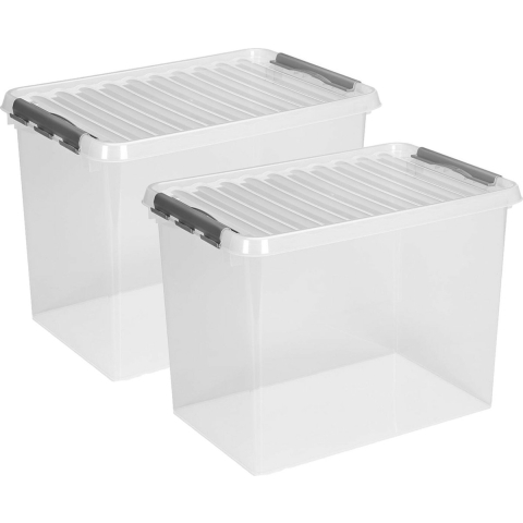 Sunware Opslagboxen met deksel - 2x stuks- 72 L - 60 x 40 x 42 cm -