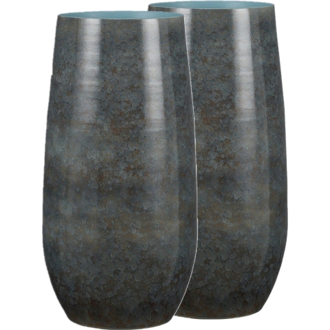 Bloemenvazen 2 stuks van terracotta in het blauw shadow D26 en H50 cm -