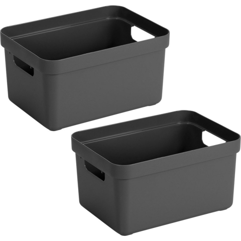 10x stuks antraciet grijze opbergboxen/opbergmanden 5 liter kunststof -