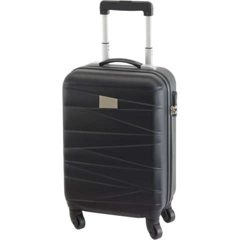 Cabine handbagage reis trolley koffer - met zwenkwielen - 55 x 35 x 20 cm - zwart -
