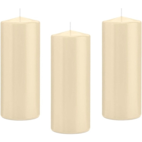 12x Cremewitte cilinderkaars/stompkaars 8 x 20 cm 119 branduren -