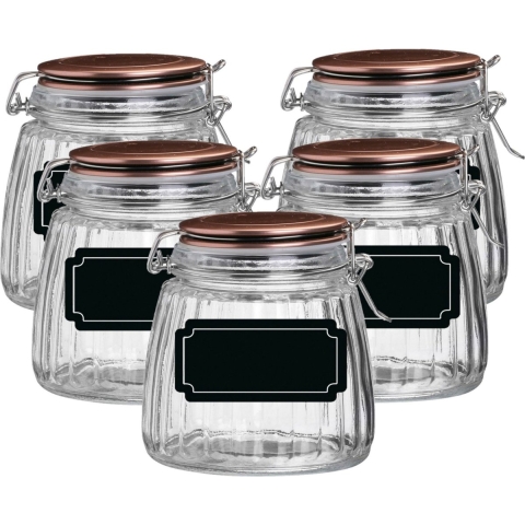 Weckpot/inmaakpot - 10x - 1L - glas - met beugelsluiting - incl. etiketten -