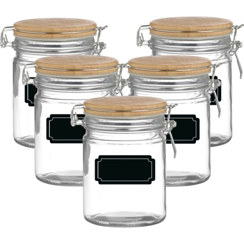 Weckpot/inmaakpot - 10x - 700 ml - glas - met beugelsluiting - incl. etiketten -