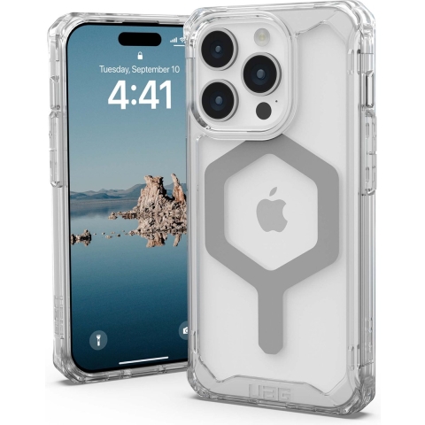 Urban Armor Gear Plyo MagSafe Backcover Apple iPhone 15 Pro Ice, Transparant, Zilver MagSafe compatible