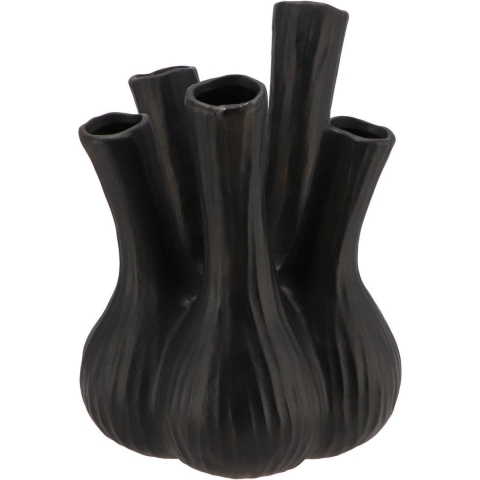 Bloemenvaas Aglio - tulpenvaas - XL - mat zwart - D26 x H35 cm -