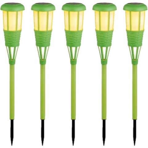20x stuks solar tuinfakkel/tuinlamp groen op zonne-energie 61 cm -
