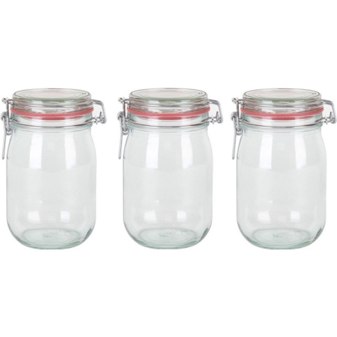 15x Weckpotten/inmaakpotten 1000 ml/1 liter met beugelsluiting -