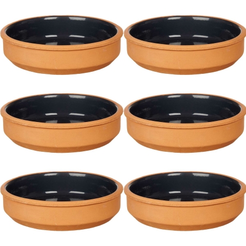 Set 16x tapas/creme brulee serveer schaaltjes terracotta/zwart 16x4 cm -