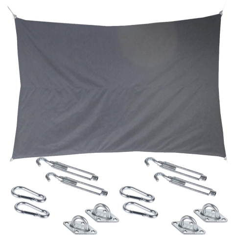 Premium kwaliteit schaduwdoek/zonnescherm Shae rechthoekig grijs 2 x 3 meter met ophanghaken -