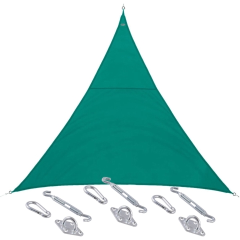 Schaduwdoek/zonnescherm Curacao driehoek mint groen 3 x 3 x 3 meter met ophanghaken -