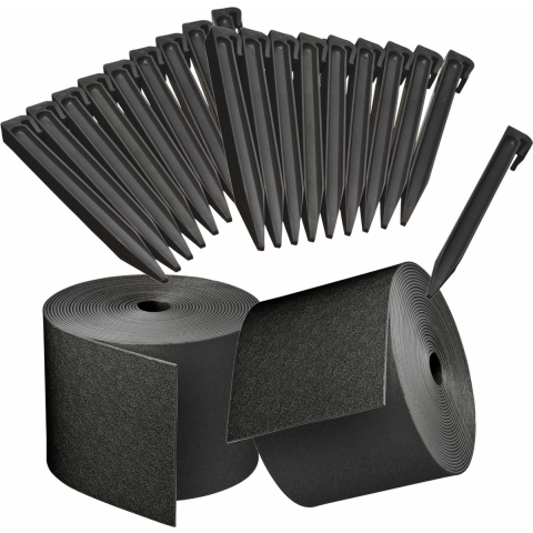 3x stuks Kunststof grasranden / borderranden zwart inclusief 30x grondpennen 10 m x 15 cm -