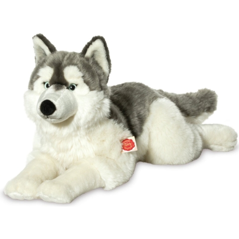 Knuffeldier hond Husky - zachte pluche stof - premium kwaliteit knuffels - grijs/wit - 60 cm -