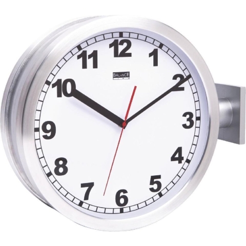 Stationsklok 15" dubbelzijdig zilver