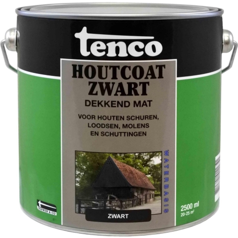 Houtcoat waterbasis zwart 2,5l verf/beits - tenco