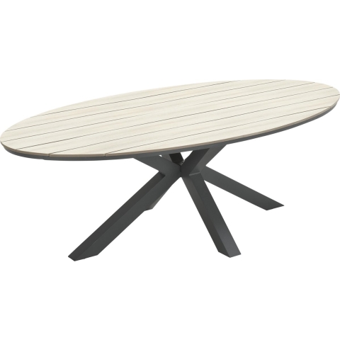 Edison tafel 200x115xH75 carbon black/ light teak polyw - Garden Impressions