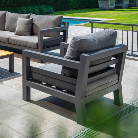 Midori lounge chair alu dark grey/mixed grey - Yoi