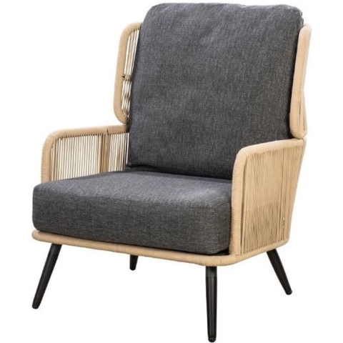 Tsubasa lounge chair alu black/rope natural/panther black - Yoi