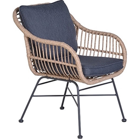 Margriet dining fauteuil natural rotan/ reflex black - Garden Impressions