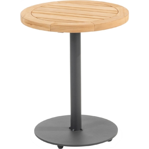 Volta teak bijzettafel centrale poot antraciet 45 cm dia. H55 cm 4SO - 4SO