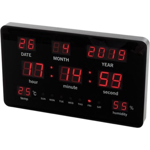 Wandklok met led-display - Velleman